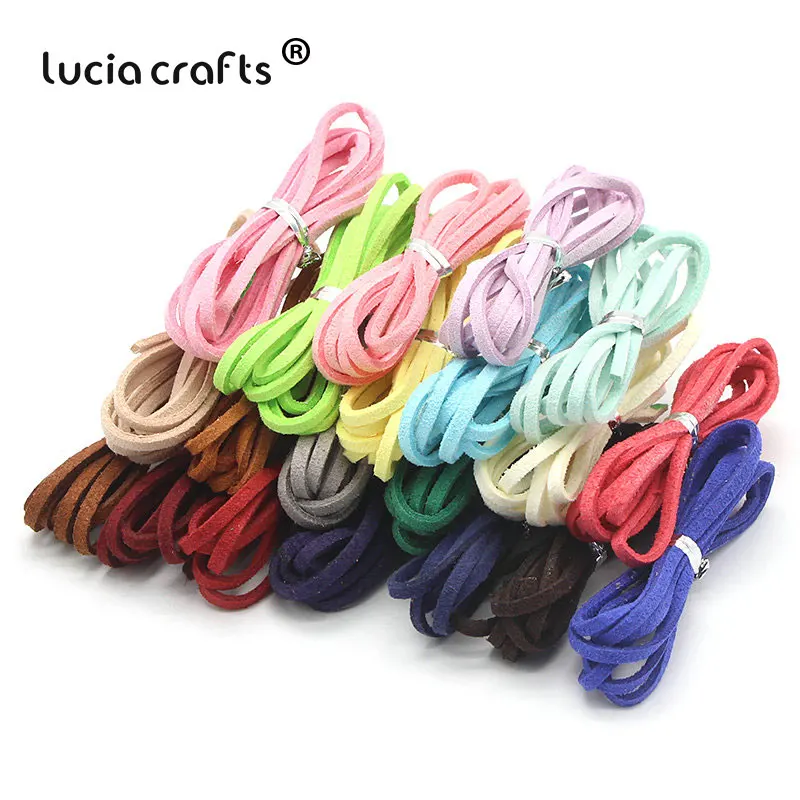 

Lucia crafts 10y/11y/20y 2.5mm Random Mixed colors Velvet Imitation Leather Cord Flat Faux Suede string Rope I0712