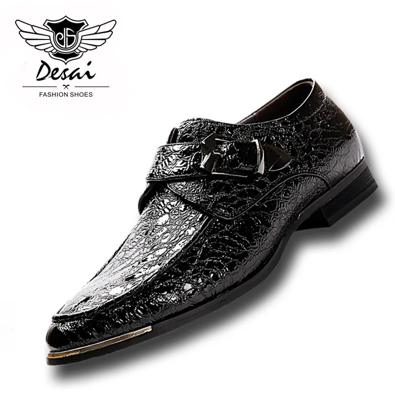 

2019 New Arrivals England Fashion Men's Genuine Leather Shoes Buckle Business Dress Shoes Men's Gloss Leather Loafer Shoes