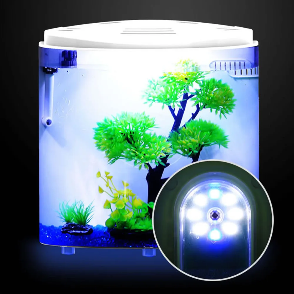 

5L Mini Table Fish Aquarium With Filter LED Ecology Water Fish Tank Usb Mini Nano Desktop Goldfish Guppy Arcuated Pet Supplies