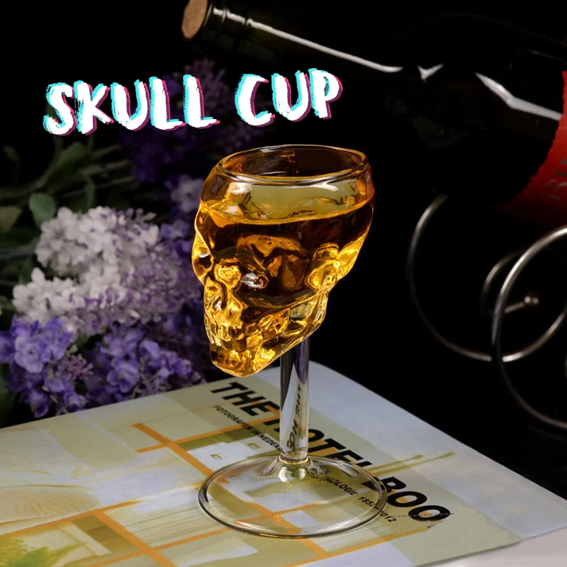 

Skull Glass Stein Beer Wine Cup Vodka Whiskey Wine Drinking Glass Cups Transparent Champagne Cocktails Bar Halloween Decoration