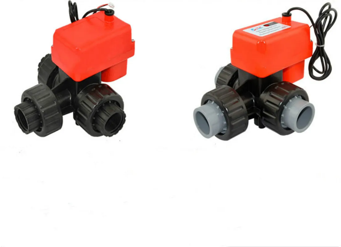 DC12V DC24V 3-ходовой клапан Керамика core Электрический шаровой кран Пластик интерфейс моторизованный шаровой клапан L Тип клапана DN25 DN32 DN40