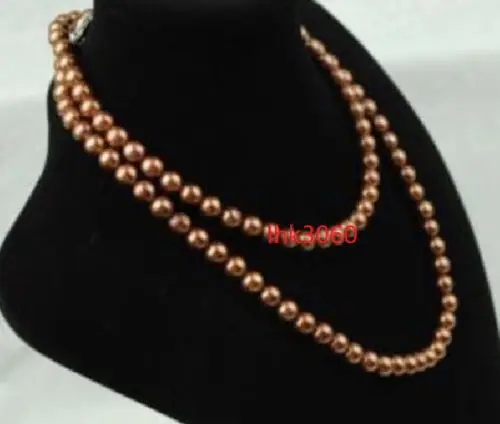

Free Shipping >>>STUNNING 9-10 MM NATURAL TAHITIAN CHOCOLATE PEARL NECKLACE 33" YELLOW CLASP