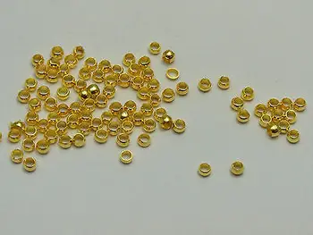 

1000 pcs Gold Plated Brass Round 2.5mm Crimp End Beads Jewelry Finding