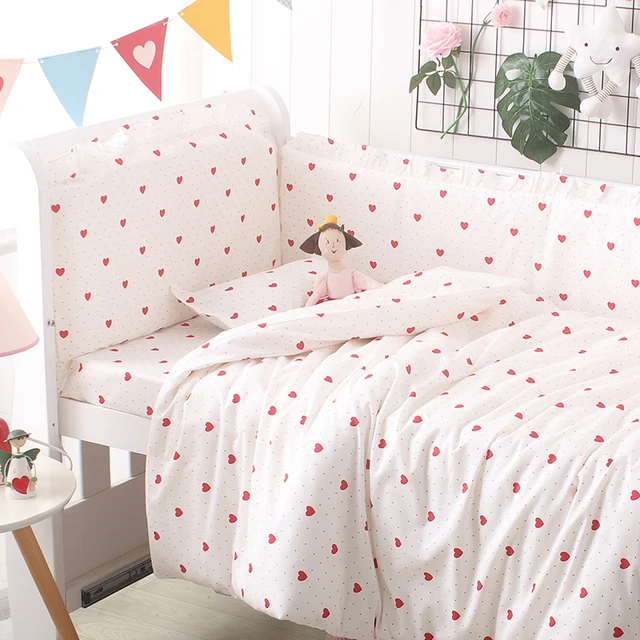 Us 25 93 15 Off Custom Baby Bedding Set Bumper Pillowcase Bed Sheet Heart Design For Girls Crib Washable 120x60 130x70 In Sets From