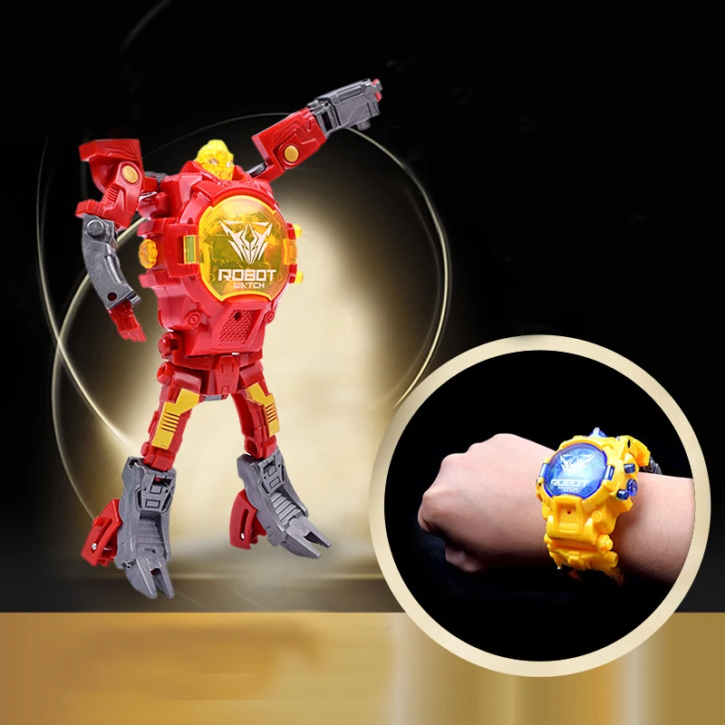 remarkable  Trasformation Wristwatch Toy Children Sports Cartoon Watches Kids Xmas Gifts Cute Boys Robot Transf