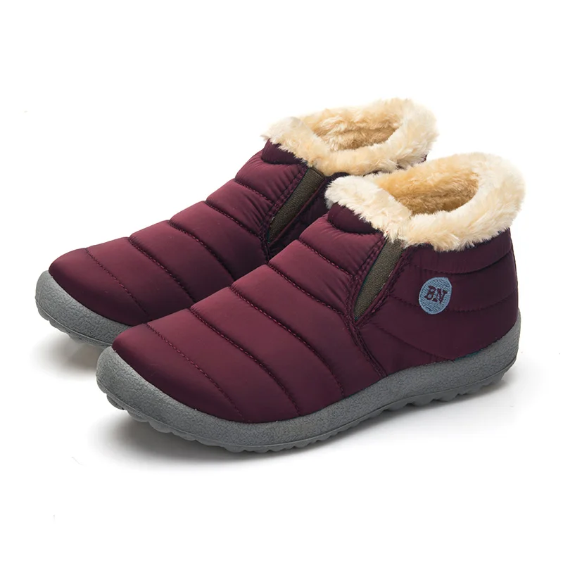Водонепроницаемая женская зимняя обувь; пара зимних ботинок унисекс; Теплые повседневные ботинки с мехом внутри на нескользящей подошве; Size35-48