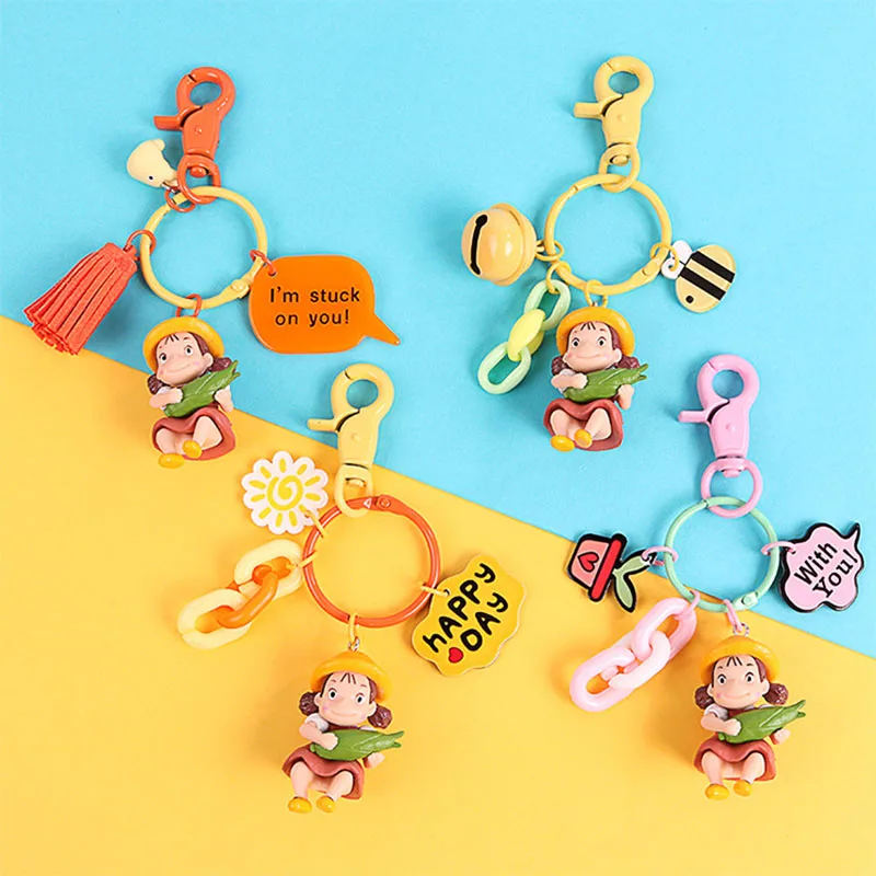 

Cartoon Soft PVC Cute Girls Keychain Rubber 3D Anime Animal Bee Key Chain Key Ring Kids Toy Pendant Car Bag Key Holder Gifts