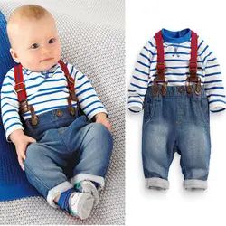 Humor Bear/комплект одежды для малыша Прохладный Мальчики костюм из 3 предметов (футболка + брюки + ремни) Осенне-зимняя обувь детская одежда
