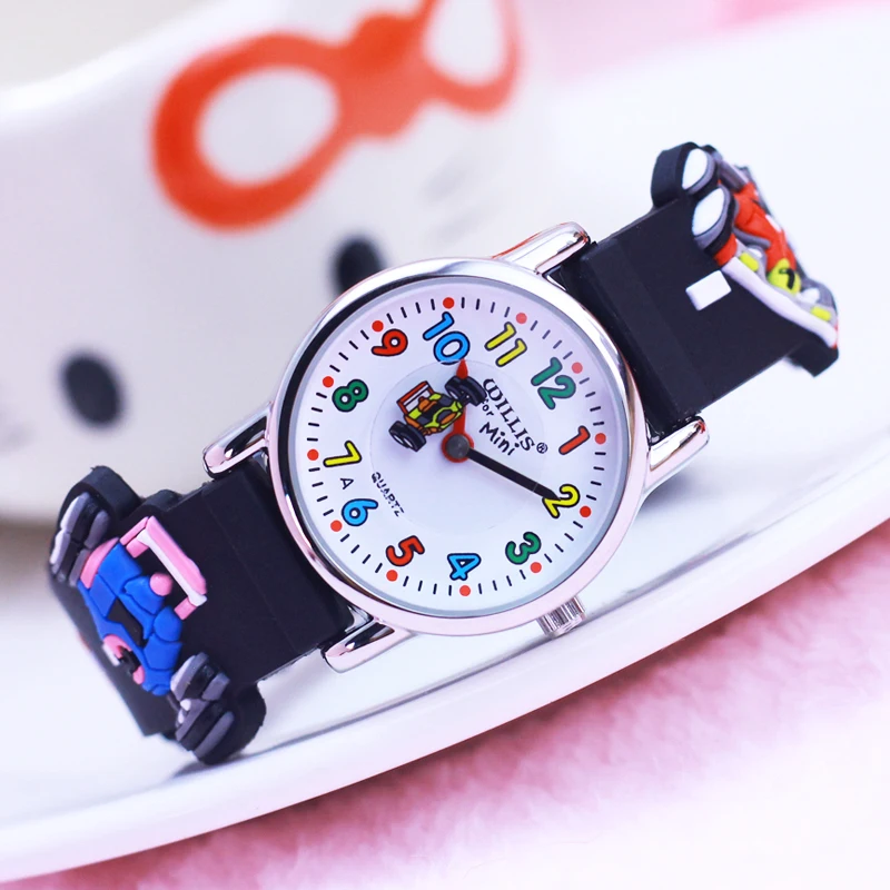 Новые студенческие дети мальчики 3D мотоцикл Силиконовые кварцевые часы мультфильм указатель личности водонепроницаемый, спортивный часы