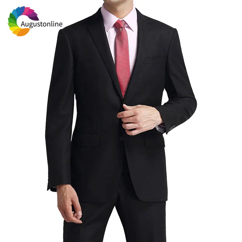 Формальные Бизнес индивидуальный заказ мужской костюм черный Slim Fit свадебные смокинг жениха шафера костюм блейзеры куртка брюки 2 шт