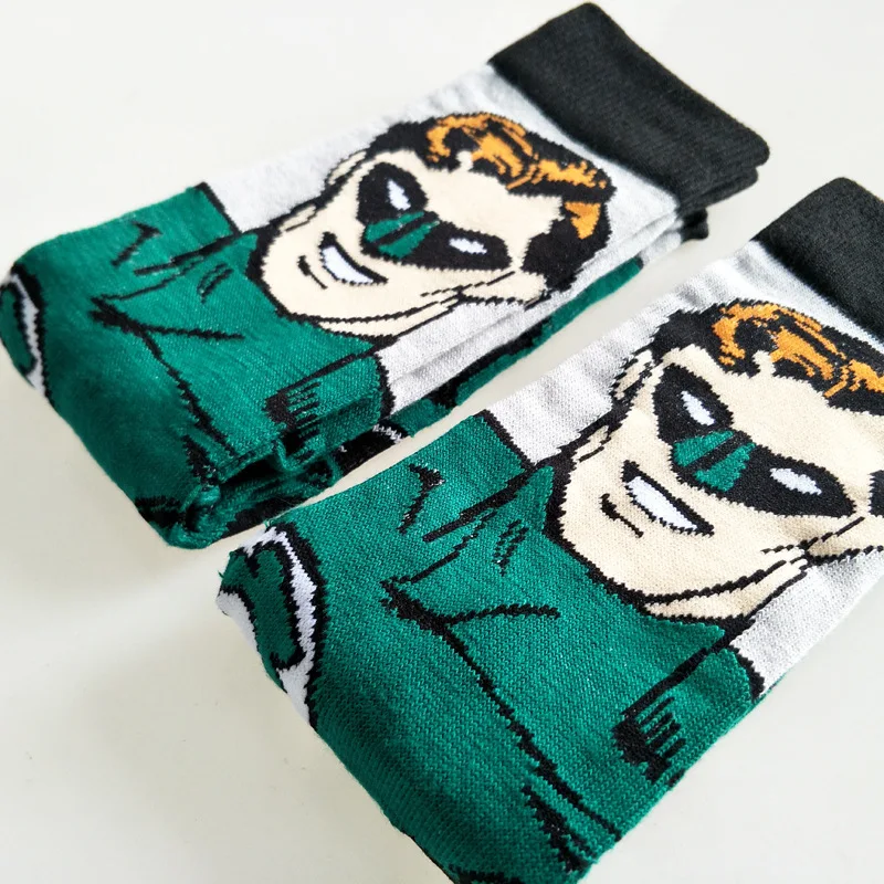 

Cartoon comic Marvel Green Lantern socks high quality Novelty funny comfort green Men cool Sock ankle hip hop street calcetines