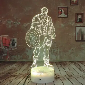 

Captain America 3D 7 Color Gradual Changing LED Touch Switch Visualization Illusion Atmosphere Light Desk lamp Nightlight