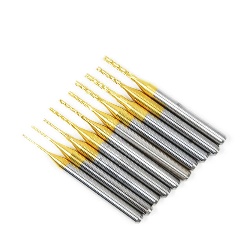 

10pcs/lot Tungsten Carving Machine Knife PCB Cutter Knife Circuit Board Open Titanium Corn Milling Cutter 0.8mm-3.175mm for CNC