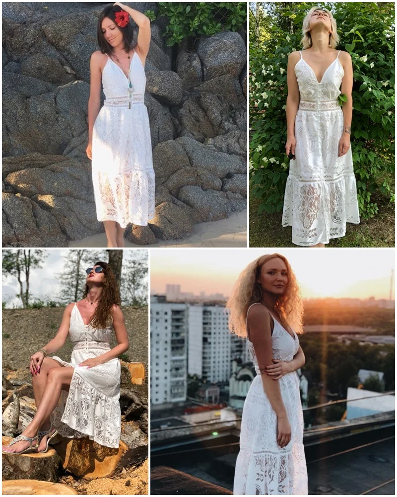 BeAvant, сексуальное кружевное летнее платье с v-образным вырезом, женское повседневное белое платье на пуговицах, женская уличная одежда, платье миди с открытой спиной, vestidos