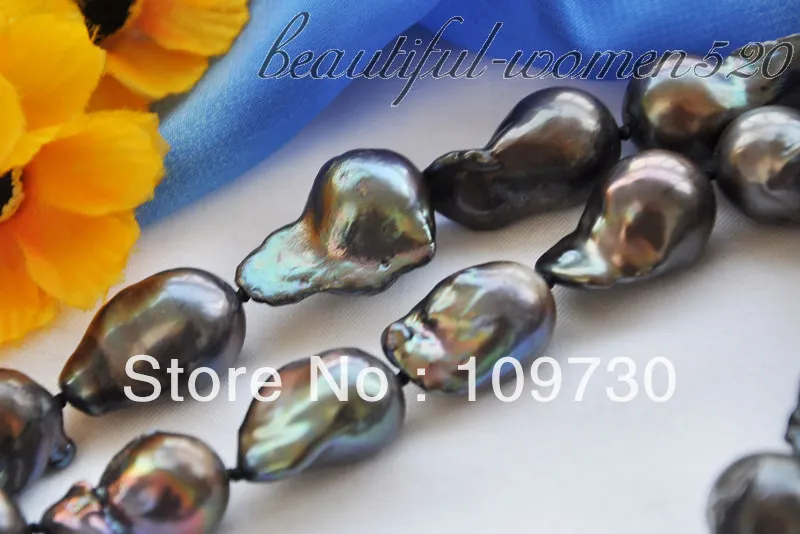

Jewelry 00509 2row black BAROQUE KESHI REBORN PEARL NECKLACE