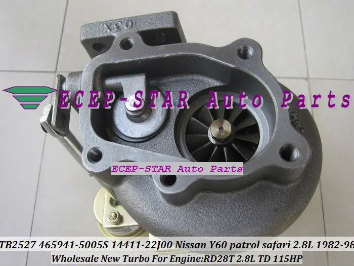 Турбокомпрессор TB2527 465941 5005S 452022 0001 14411 22J00 Для NISSAN Y60 Patrol saфари 82 RD28T 2.8L|turbocharger