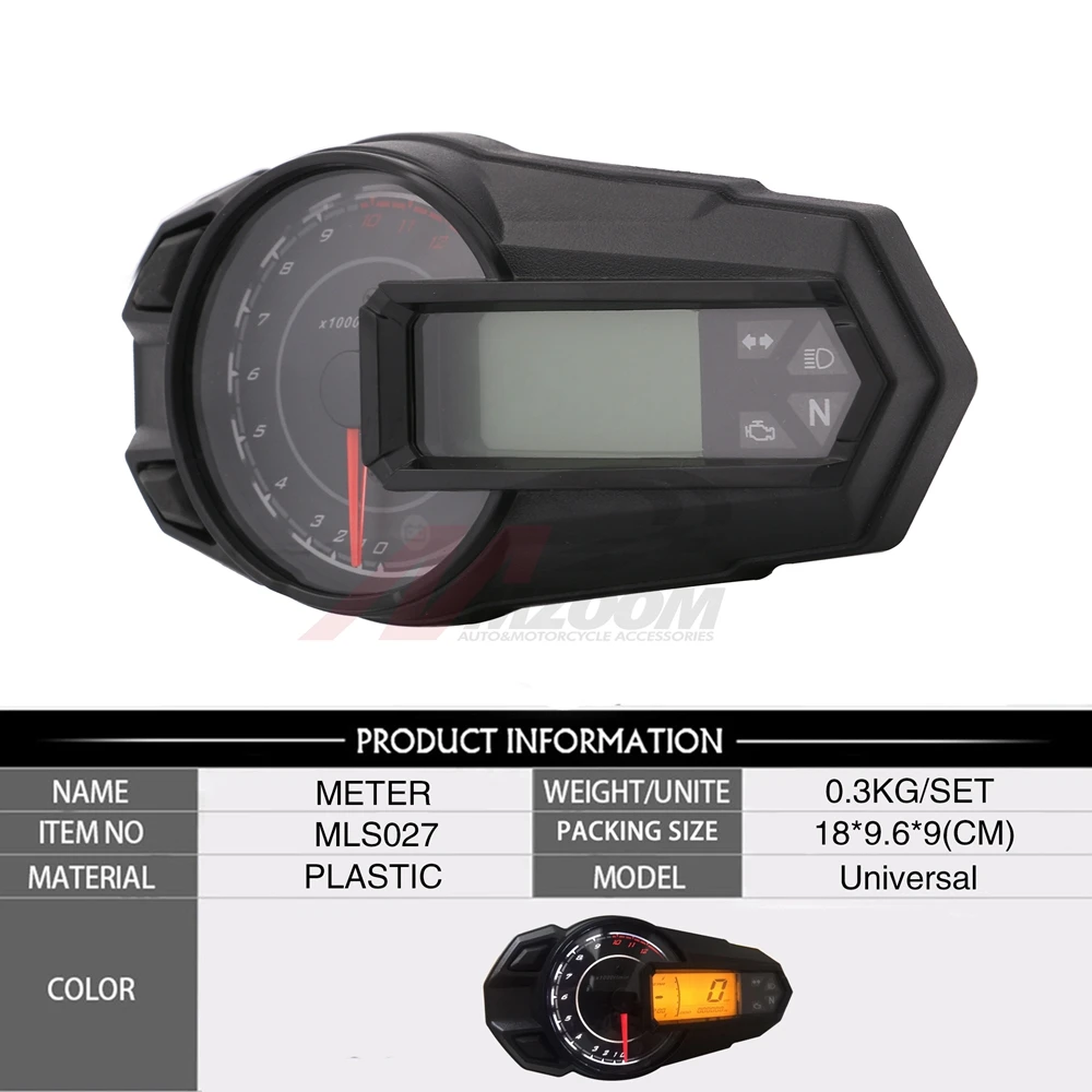 Светодиодный спидометр для мотоцикла с подсветкой, одометр, тахометр Kmh, Универсальный датчик спидометра для мотоцикла 12000RPH