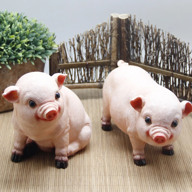 Beste SET Collocatie een paar hars biggen Pastorale stijl varkens woonkamer TV kast veranda thuis standbeelden woondecoratie sterft
