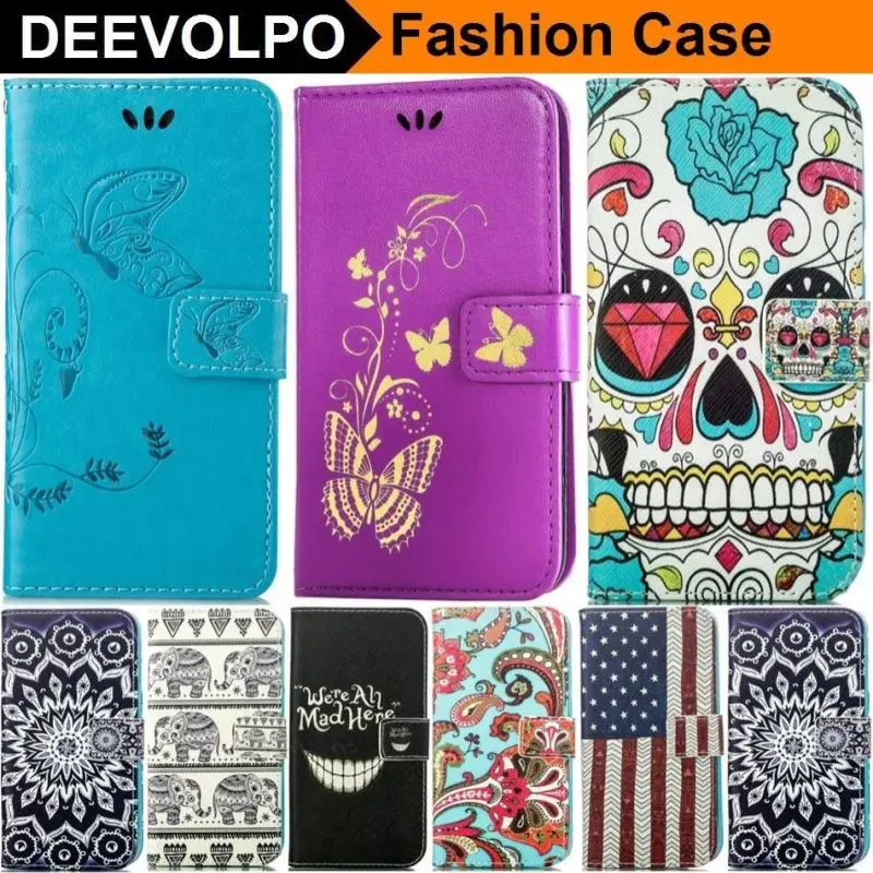 

DEEVOLPO Case For Apple iphone 8 7 6 6S Plus 5S SE Touch 6 PU Leather Silicone Holder Beautiful Butterfly Elephant Cover DVP11