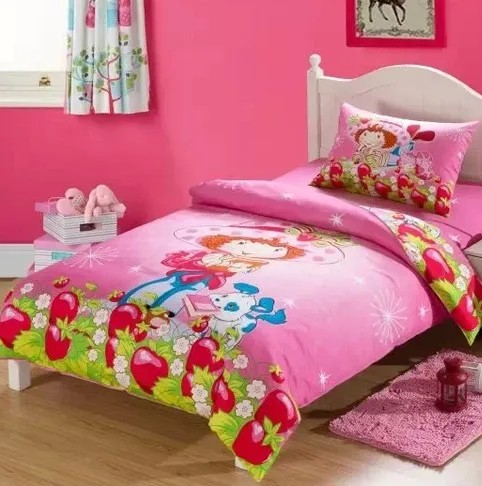 kawai new pink children strawberry shortcake bedding set queen twin children full size bedding