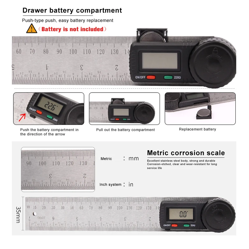 Цифровой угломер линейка метр 360 градусов транспортир стальной Инклинометр угломер электронный угломер транспортир 29