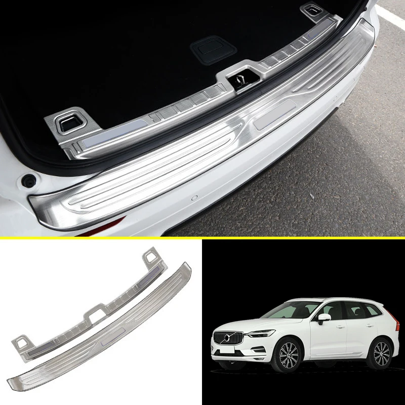 

Inner&outer Rear Trunk Bumper Guard Plate Protective Trim Stainless Steel 2pcs Car-styling Accessories For Volvo XC60 2018