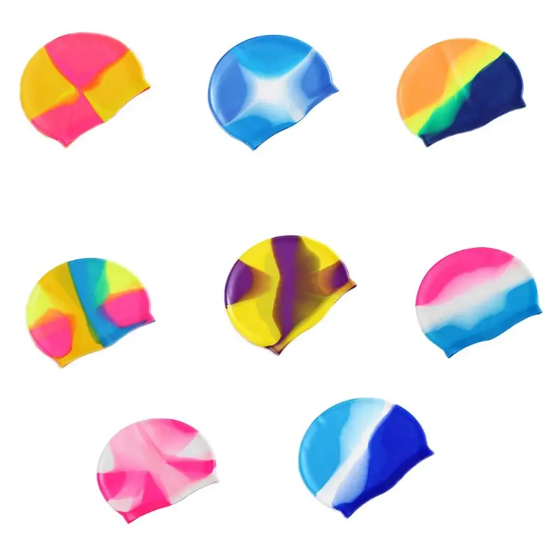 

Adult Swimming Head Cap Colorful Waterproof Protect Ears Cover Soft Silicone Lightweight Unisex Swim Accessory