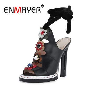 

ENMAYER Gothic Woman High Heels Sandals Summer Shoes women Peep toe High heeled Shoes for lady CR35