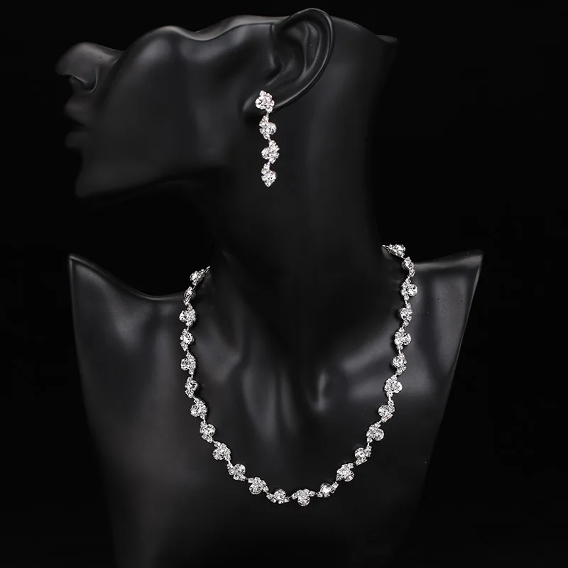 TREAZY Elegant Wedding Jewelry Sets for Women Pearls Crystal Necklace Earrings Bridal Jewelry Sets Prom Wedding Accessories