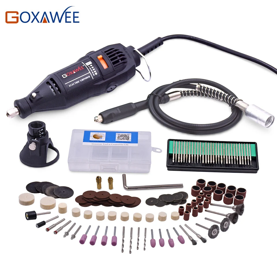 GOXAWEE 220V Power Tools Electric Mini Drill with Flex shaft 160pcs Rotary Tools Accessories For Dremel Drill Tools 3000 4000