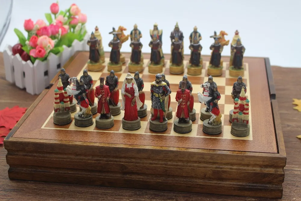 Россия и Монголия Figues серия Шахматный набор Смола куклы персонажей Шахматный набор классический мультфильм Шахматный набор Бесплатная