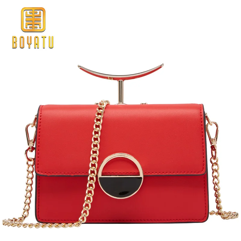 

Leather Shoulder Bag Women Fashion Message Bag For girl Design Crossbody Bag Female Metal Chain Famous Brand 2018 New