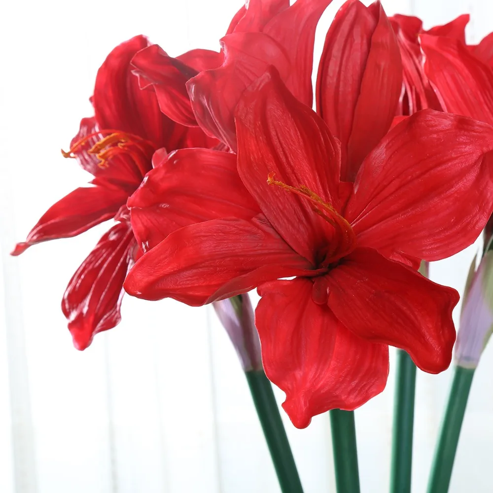 31.9'' Artificial Amaryllis 12 Pcs Barbadoslily PU Latex Hippeastrum