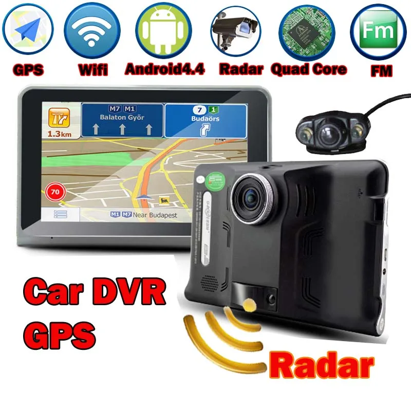 Wifi Android 4.4 Vehicle Car DVR Camera GPS Navigation Radar Detector