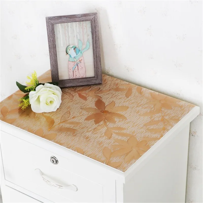 المنزل زيت المطبخ واقية شفافة لينة طاولة طعام زجاجية كريستال الزهور مكافحة تحرق مستطيلة PVC غطاء مفرش طاولة تحديد الموقع حصيرة