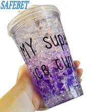 SAFEBET Marke Mein 500 ml Sport Wasserflasche Double-layer-strohschale Pipette Student Saftflasche Kälte Gebrochen eis Wasser Bott
