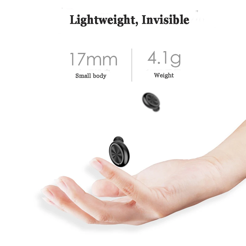 TEBAURRY New Invisible Wireless Bluetooth Earphone Mini Bluetooth Headset Wireless In Ear Earpiece with Microphone for phone