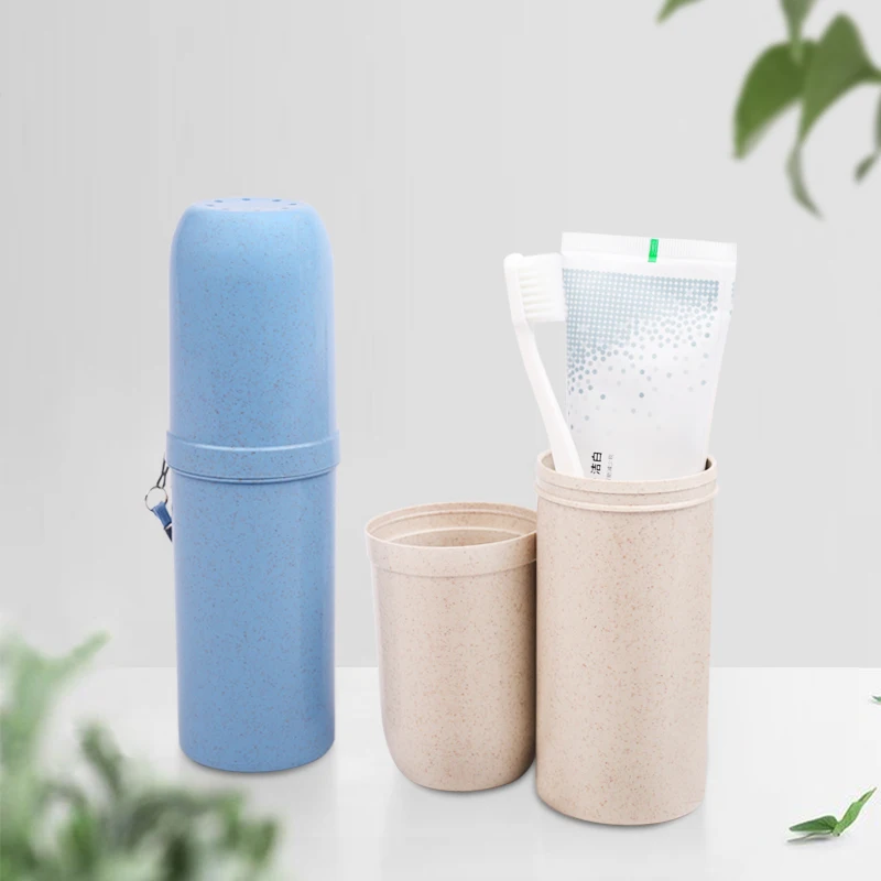 

Wheat straw cup wash cup set portable travel set lovers toothbrush toothpaste storage cup Portable Storage Box