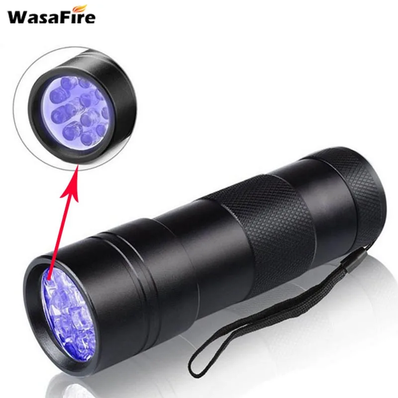 

Wasafire Portable Mini LED UV Light 395nm 12 LED UV Flashlight Aluminum Lanterna For Money Check Purple Light Ultraviolet Lamp