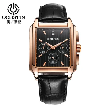 

2019 New Men Watch Quartz Genuine Leather Band Square Shape Watches For Man Business Casual Wristwatch Gifts Relogio Masculino