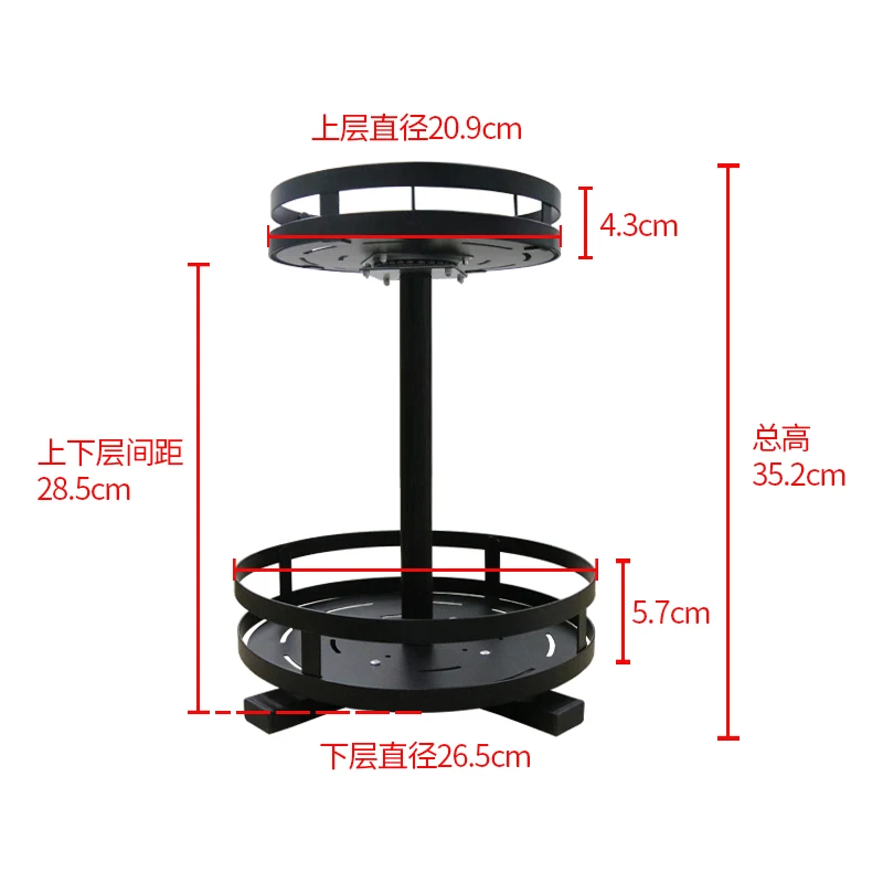  Kitchen shelf seasoning rack space saving 2 layer rotating black stainless steel condiment rack LU5 - 32874665678
