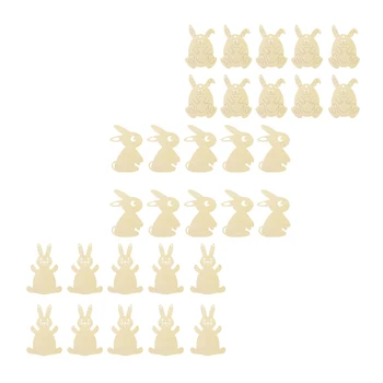

30pcs Unpainted Crafting Wooden Bunny Easter Pendant Rabbit Shaped Festival