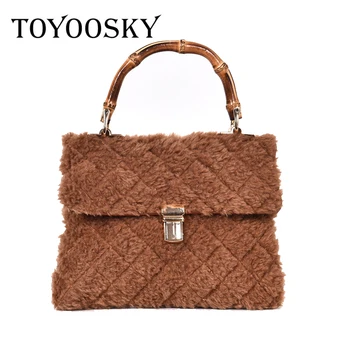 

TOYOOSKY Fashion Classic Style Bamboo Handle Ladies Handbag Women Casual Chain Shoulder Bag Female Velet Envelope Femininas Bag