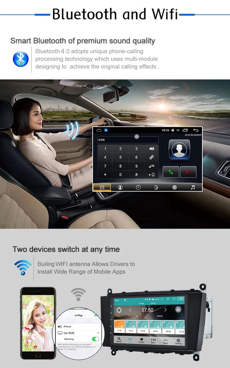 Best Android 8.0 Din 8 inch DVD Car Audio Navigation System For Benz C-Class W203 Benz CLK W209 (2004-2005) With Car Multimedia Playe 2