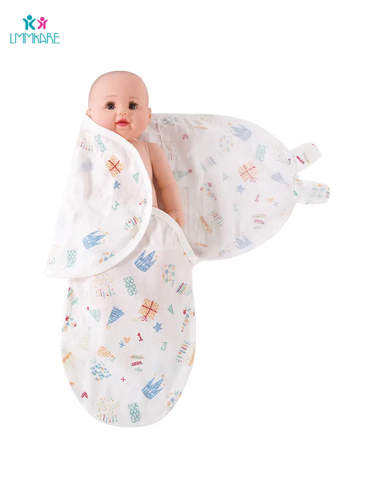 Одеяло для новорожденных, пеленание, 100% хлопок, мягкое, дышащее, детское, хлопчатобумажное одеяльце с рисунком, спальный мешок для малышей
