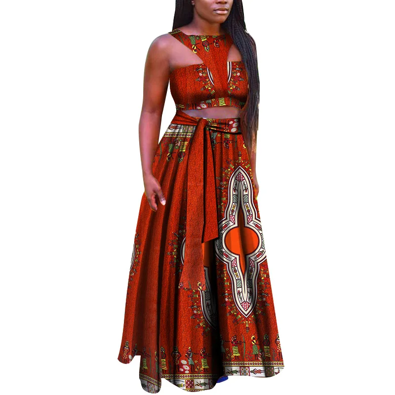 2019 африканские платья для женщин Дашики комплекты одежды леди Vestidos укороченный