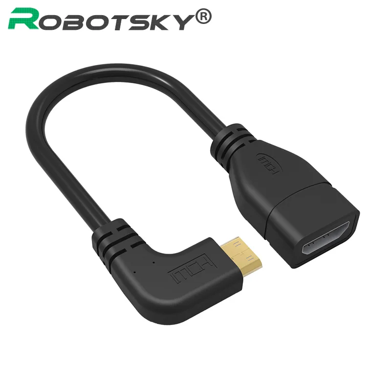 90 градусов прямоугольный мини HDMI к HDMI мужчин и женщин кабель для HDTV 1080p PS3 Evo htc Vedio позолоченный