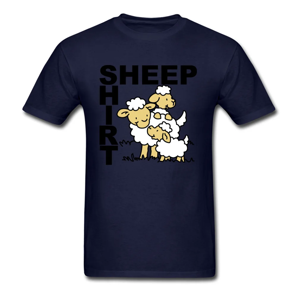 Sheep Shirt NEW YEAR DAY 100% Cotton Round Collar Tops T Shirt Short Sleeve Casual Tee-Shirt Slim Fit Custom T-Shirt Sheep Shirt navy