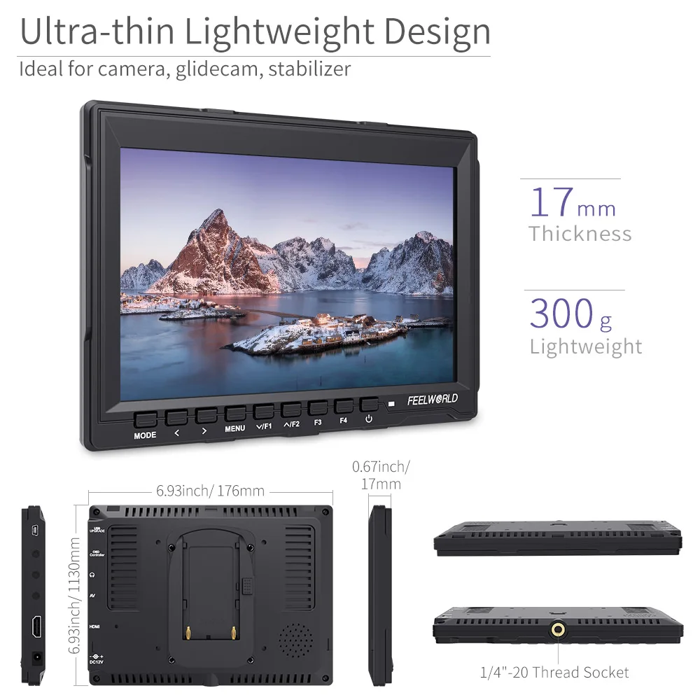 Feelworld 7 &quotIPS ультратонкий дизайн 1280x800 HD HDMI на камеру полевой монитор с сенсорным
