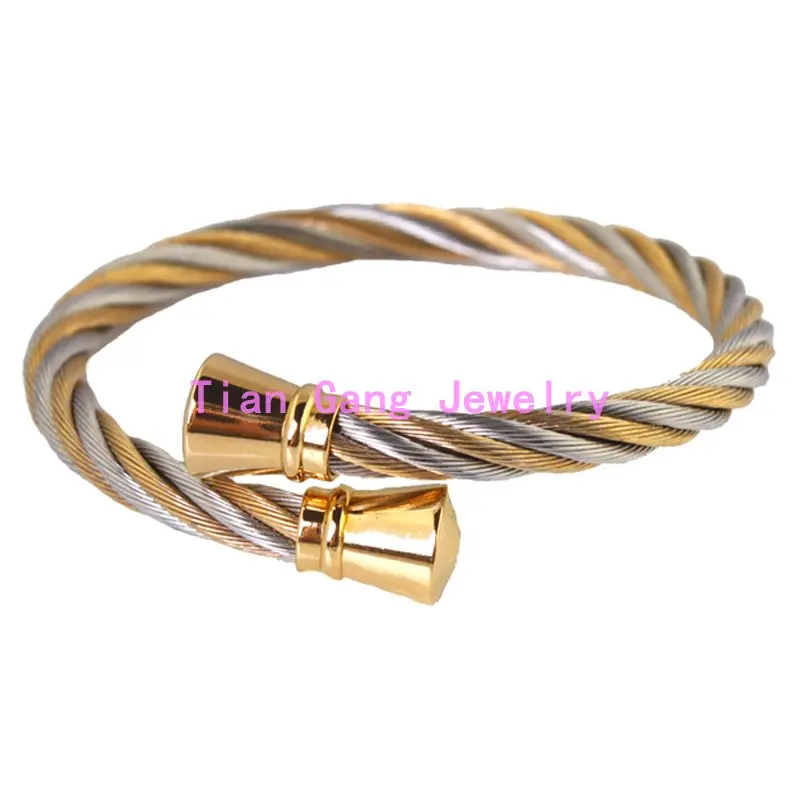 Top Quality Men Womens Silver font b Gold b font Tone 316L Stainless Steel Twisted Cable